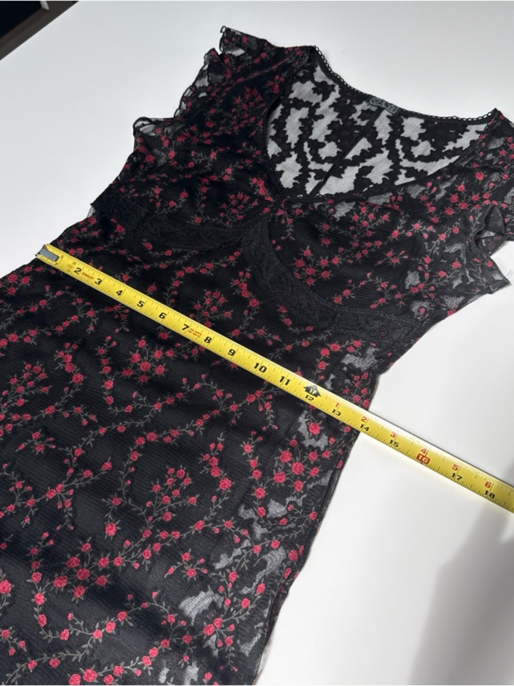 Y2K Heart Moon Star black read flowers Lace Dress Whimsigoth size M - Picture 13 of 16